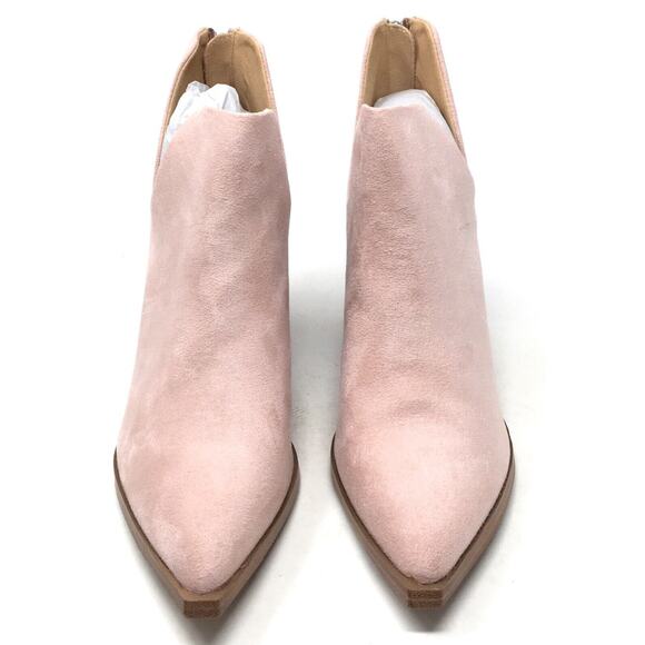 Fisace Women's Size 7.5 Pink Pointed Toe V Cut Stacked Mid Heel Ankle Bootie - Picture 4 of 8